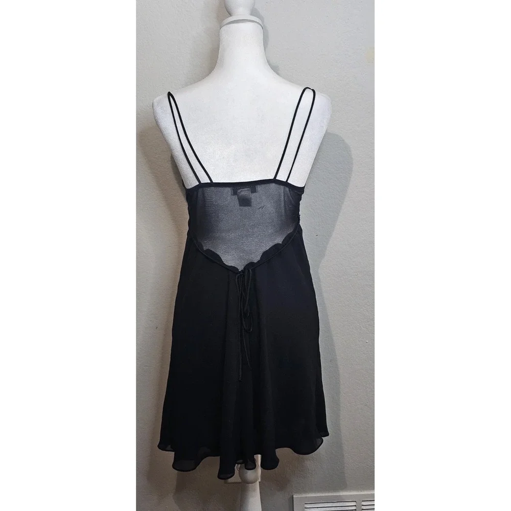 Y2K Flora Nikrooz Made USA Black Lace Chemise Slip Nightgown Lingerie Sz Small